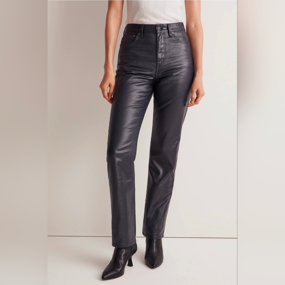 NWOT MADEWELL The '90s Straight Jean in Midnight Blue Foil SZ 27